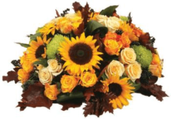 Coussin rond fleurs deuil automne