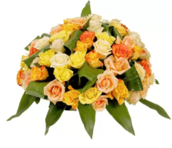 Panier rond roses fleurs deuil