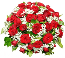 Panier roses rouges fleurs deuil