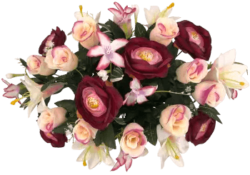Petite jardiniere mauve blanc