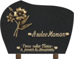 Plaque funéraire arrondie granit noir marlin
