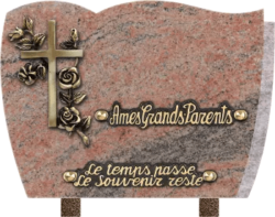Plaque funéraire arrondie granit juparana sablage