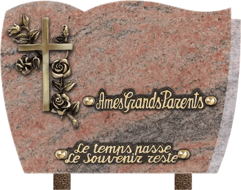 Plaque funéraire arrondie granit juparana sablage
