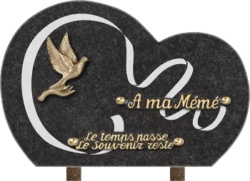 Plaque funéraire arrondie sablage granit impala