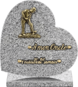 Plaque funéraire coeur socle granit tarn