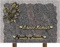 Plaque funéraire granit - chants eclates - fleurs