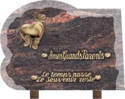 Plaque funéraire granit himalaya papillons