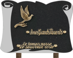 Plaque funéraire granit noir marlin finition sablee