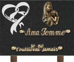 Plaque funéraire granit noir - sablage