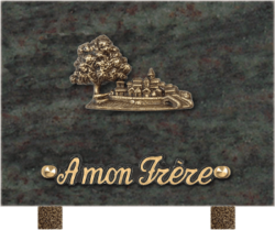 Plaque funéraire granit vert - chants polis