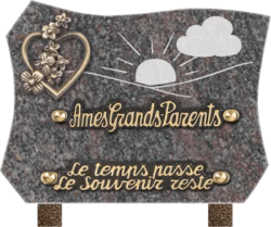 Plaque funéraire granit - coeur