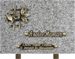 Plaque funéraire granit du tarn - bronze