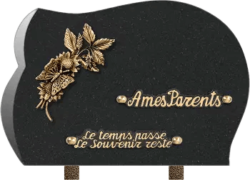 Plaque funéraire chanfreinee granit noir marlin