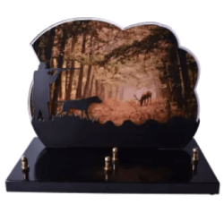 Plaque funéraire Altuglas/inox - chasseur - gibier