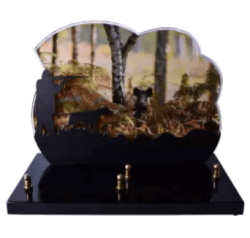 Plaque funéraire Altuglas/inox - Chasse - Sanglier