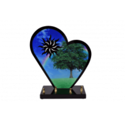 Plaque funéraire coeur Arc en ciel - campagne