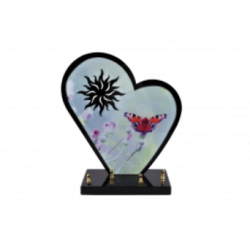 Plaque funéraire coeur - soleil - papillon