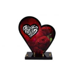 Plaque funéraire coeur - roses rouges