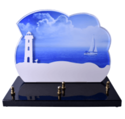 Plaque funéraire Altuglas/inox - phare - voilier