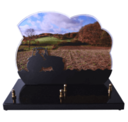 Plaque funéraire Altuglas/inox - tracteur - labour