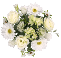 Pot fleurs artificielles blanches