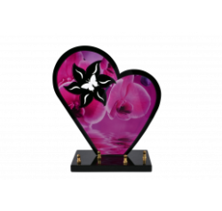 Plaques funéraires Altuglas avec inox - Orchidée rose papillon