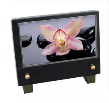 Plaque petit modele galets noirs orchidee