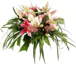 fleurs naturelles bouquet rond exotique pastel