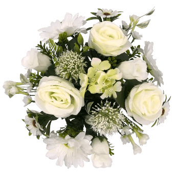 cône pour vase de fleurs artificielles blanches