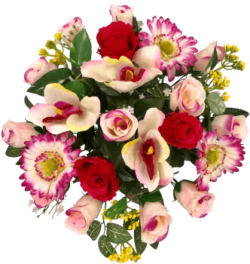 Cône pour vase fleurs artificielles rosées