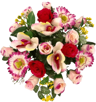 Cône pour vase fleurs artificielles rosées