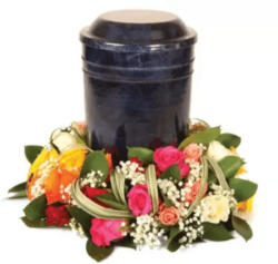 Couronne urne fleurs deuil nuance