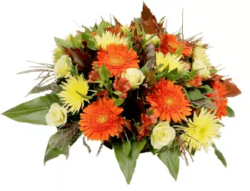 Panier rond fleurs deuil orange