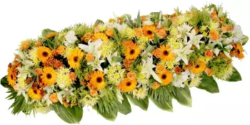 Raquette fleurs deuil classique orangee