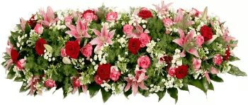 Raquette fleurs deuil classique rosee